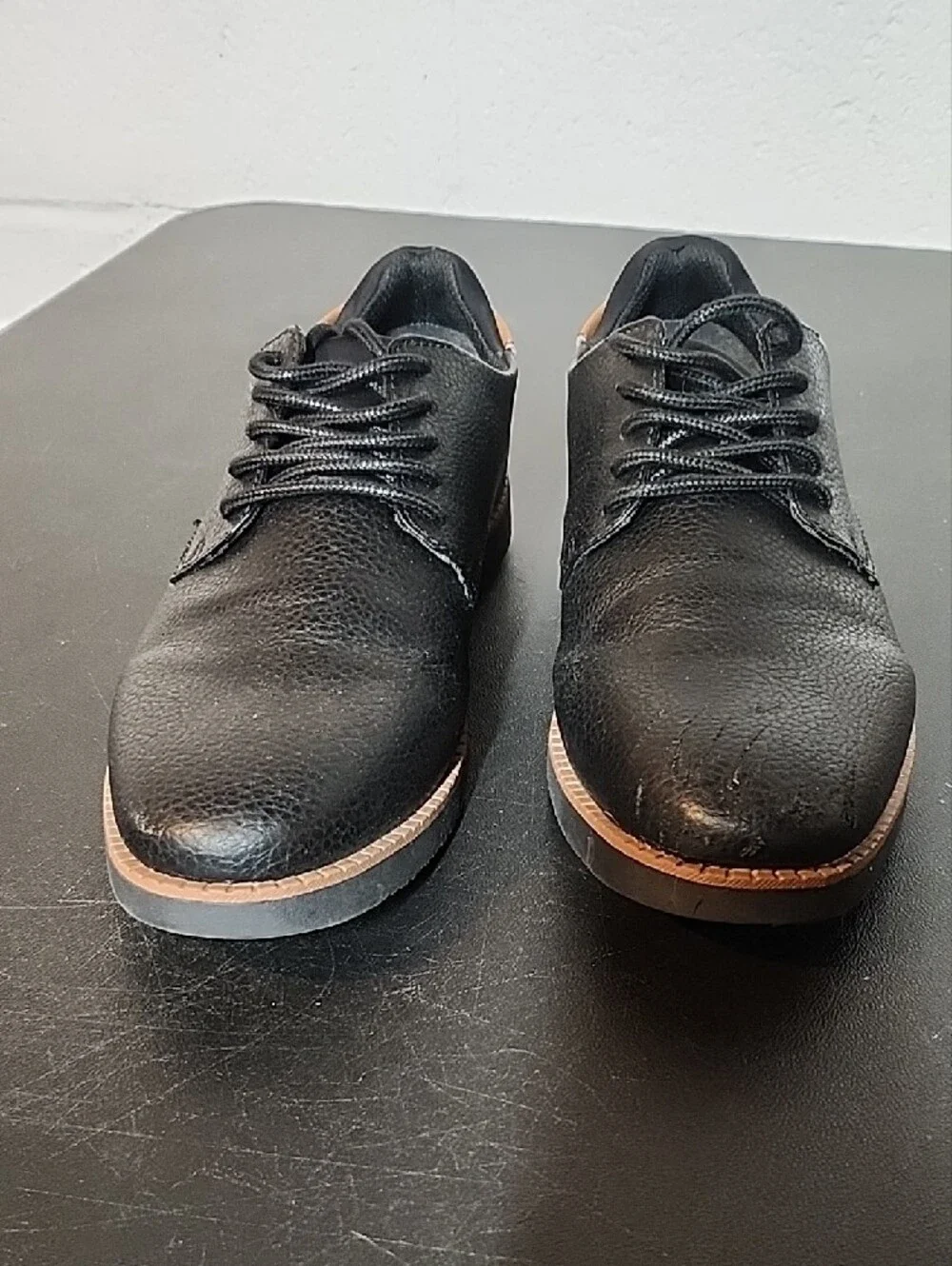 Dr. Scholl's Black Lace-Up Oxfords with Tan Trim